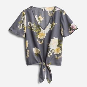 Nine Britton Gray Floral Blouse
